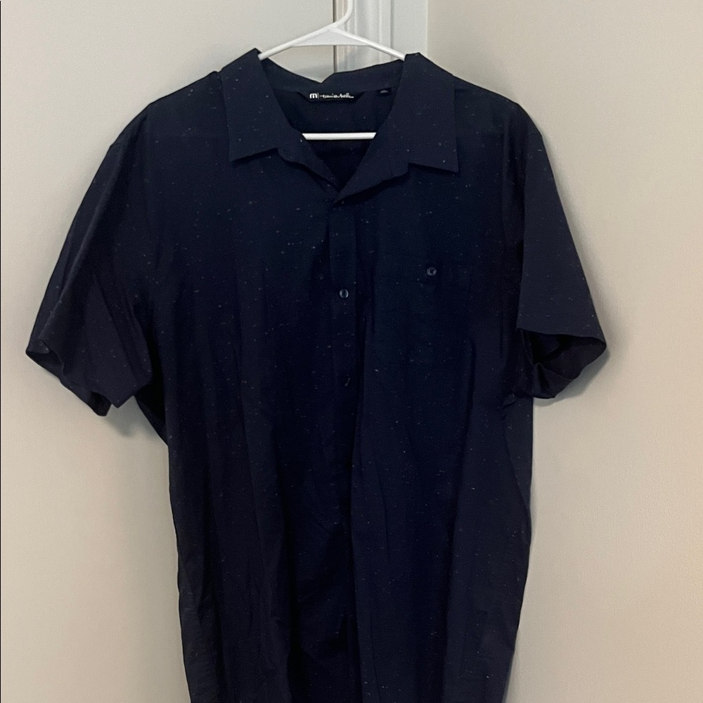 Travis Mathew Navy Short-Sleeve Button Down Shirt